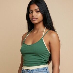 NWT Tillys Halter Top Women Large Green Y2K‎ 00s 90s Cropped Festival Concert